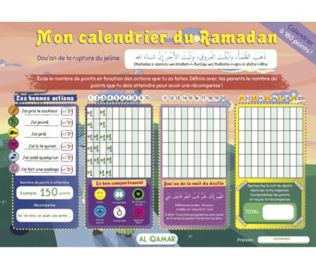 Mon calendrier du mois de Ramadan - Calendrier à 180 points