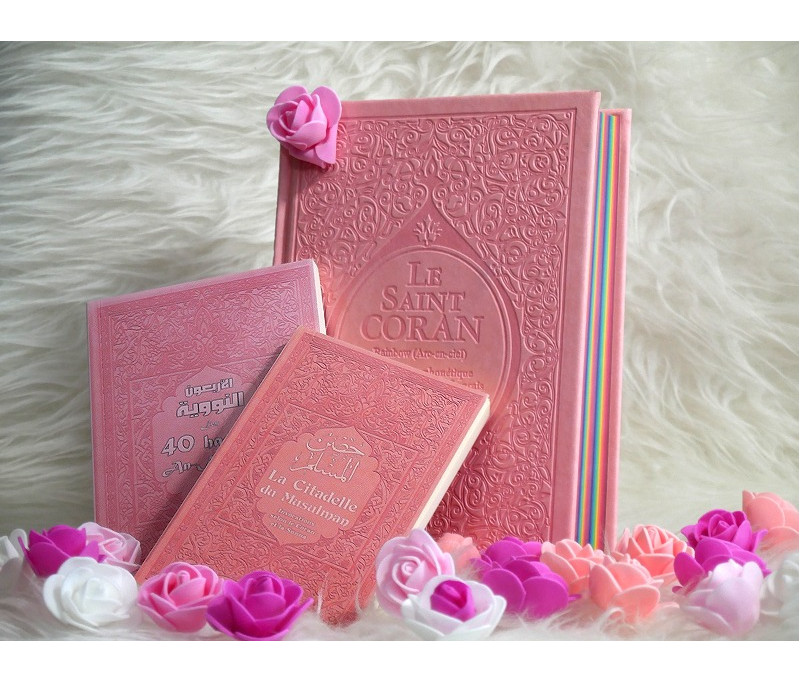Coffret/Pack Cadeau Musulman Couple/Mariage (Rose/Bleu) : Le Noble Coran  avec couleurs Arc-en-ciel (Rainbow), La Citadelle du - Amelis