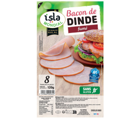 Bacon de Dinde fumé en tranche Halal certifié AVS 150gr (10 tranches) - Isla Mondial