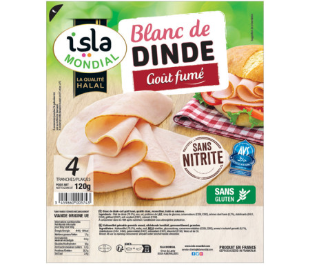 Blanc de Dinde Gout Fumé Halal certifié AVS 160gr (4 tranches) - Isla Mondial