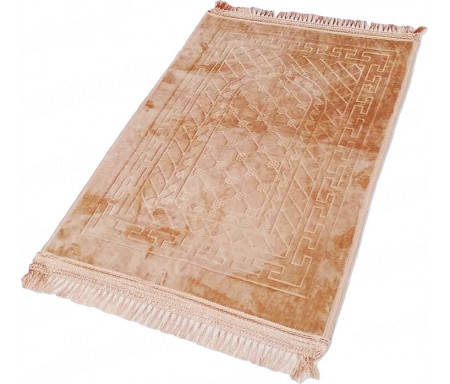 Tapis De Prière épais Antidérapant Et Ultra Doux Grande Taille 80 X 120 Cm Unis Avec Incrustations Arcade Finition Luxe Sable