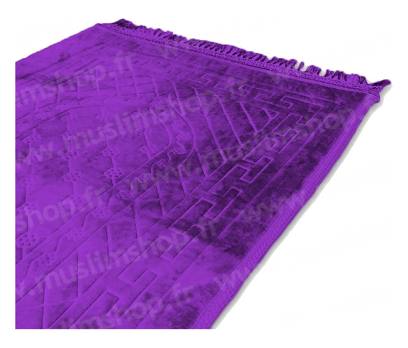 Tapis de prière pliable avec repose-dos - motif oriental violet
