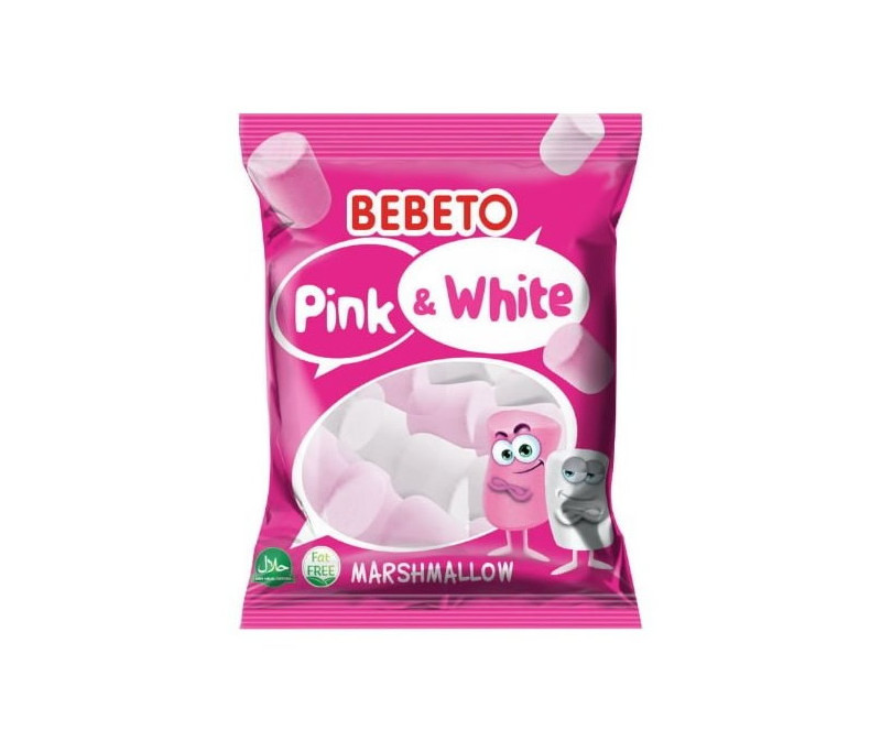 Bonbons Halal Marshmallow Pink White (Rose et Blanc) Bebeto - Sans gras  (sachet de 275g) par chez Bebeto sur