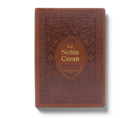 Le Noble Coran Bilingue en Daim Marron avec Dorure (QR Codes inclus)