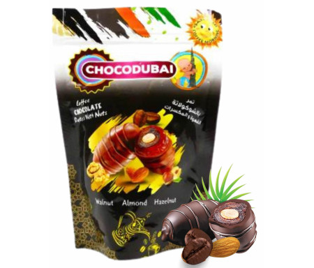 Choco Dubai Café - Dattes aux amandes enrobées de Chocolat au lait infusé au café (100 g)