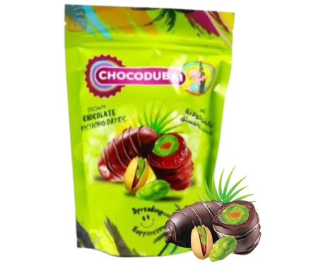 Choco Dubai Pistache - Dattes aux pistaches enrobées de Chocolat Noir (100 g)