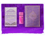 Coffret / Pack Cadeau Mauve pour femme musulmane : Tapis épais molletonné Mauve / Citadelle Mauve / Parfum Musc 5ml / Coran arabe-français avec phonétique couverture daim format moyen Mauve