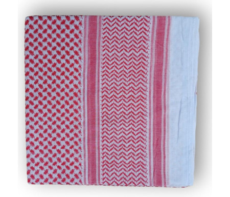 Grand foulard Palestinien (Keffieh) de Qualité - couleur Rouge et Blanc