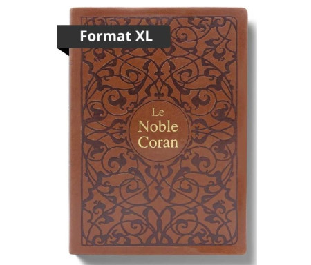 Le Noble Coran Bilingue en Daim Marron avec Dorure - Grand Format 17 x 24 cm