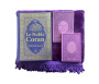 Pack Cadeau Femme Musulmane (Coffret musulman) : Coran bilingue français/arabe - Tapis - Livres assortis - Couleur mauve