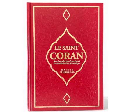 Le Noble Coran, La traduction en Langue Française et la Phonétique (Grand Format / Couverture Daim) - Rouge