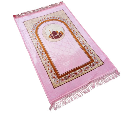 Tapis de luxe épais antidérapant et ultra-doux - Grande taille (80 x 120 cm) avec motifs Fleuris et Mosquée - Dominante Rose Clair