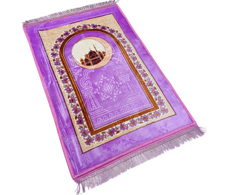 Tapis de luxe épais antidérapant et ultra-doux - Grande taille (80 x 120 cm) avec motifs Fleuris et Mosquée - Dominante Violet