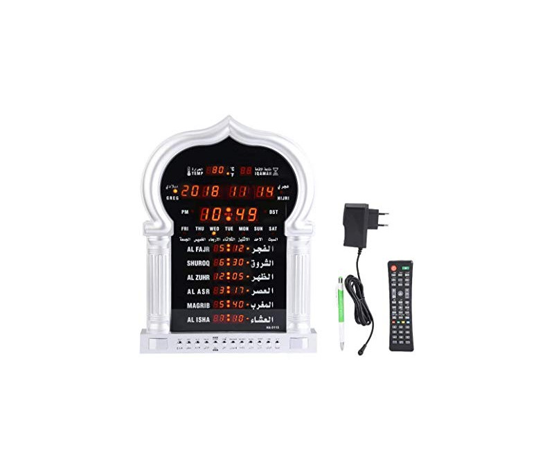 Horloge avec calcul automatique des heures de prières et adhan (appel à la  prière pour les 5 prières) - Al Harameen Clock HA-4010
