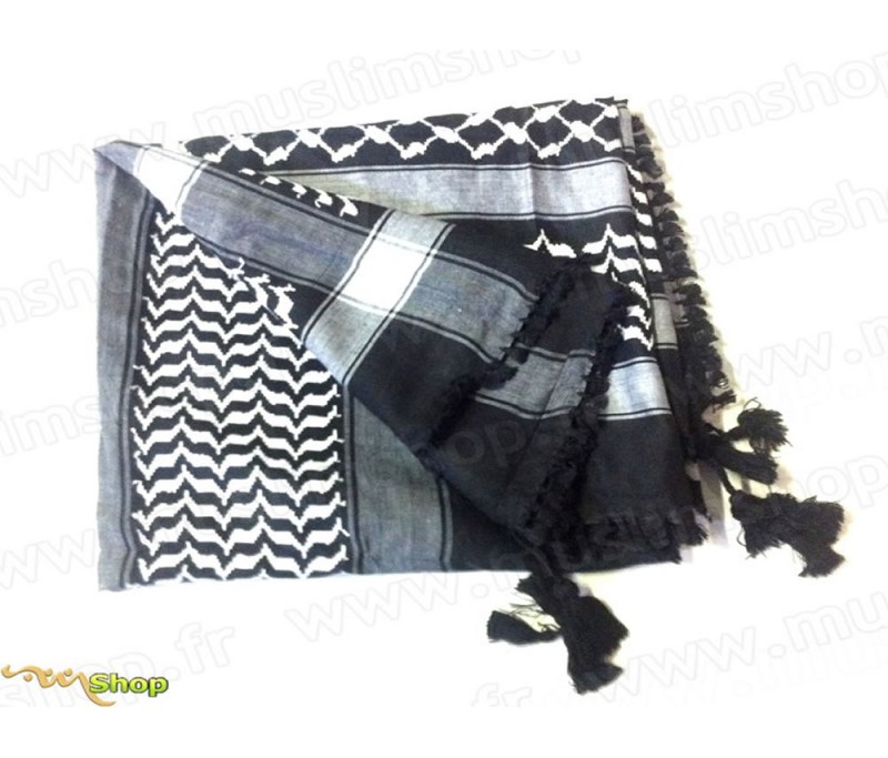 Grand foulard palestinien (Keffieh - Shemagh) de couleur noire